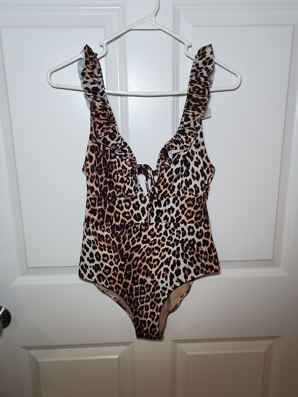 H&M Leopard Print One-Piece Swimsuit - Brown Black Cream